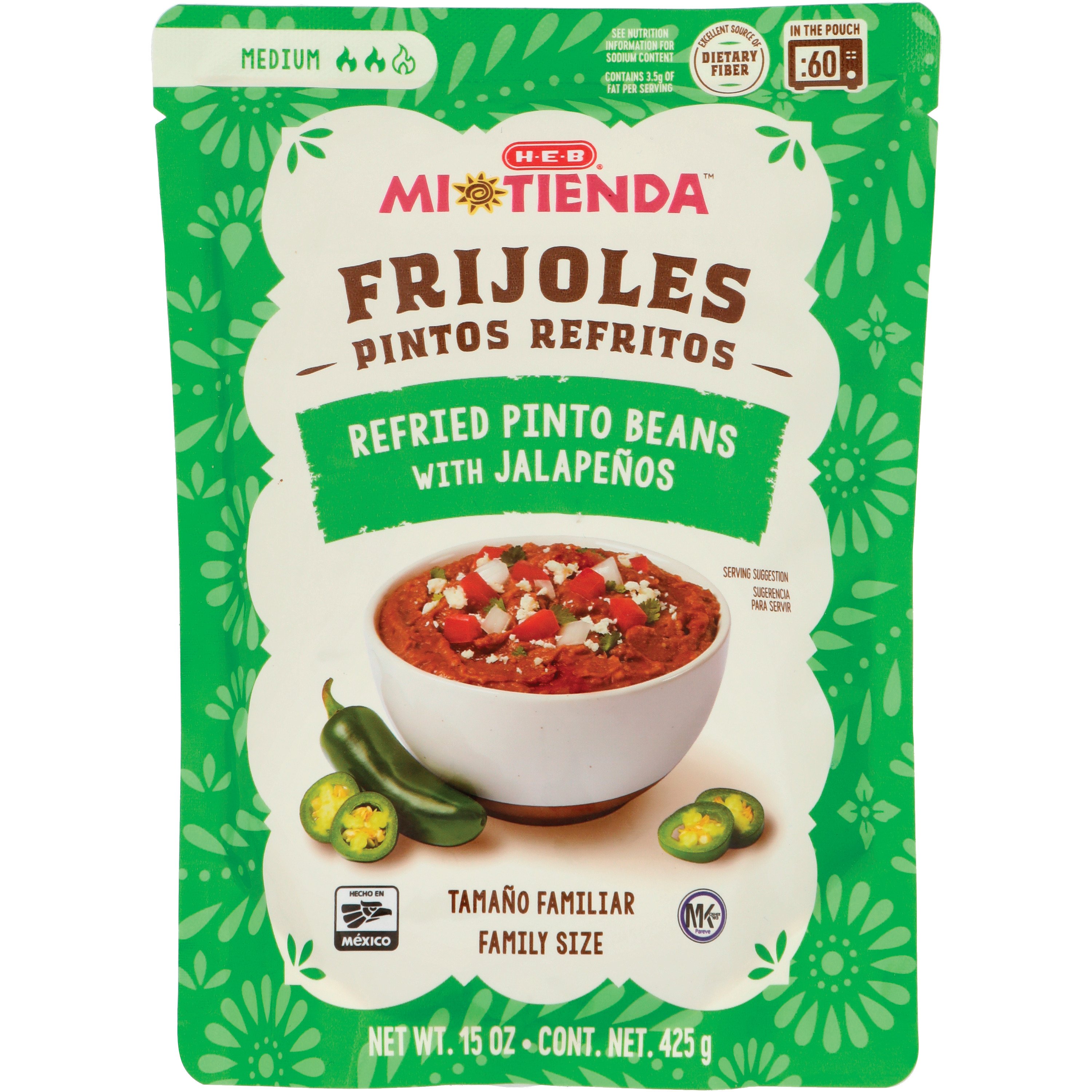 H-E-B Mi Tienda Microwavable Refried Pinto Beans – Jalapeño - Shop ...