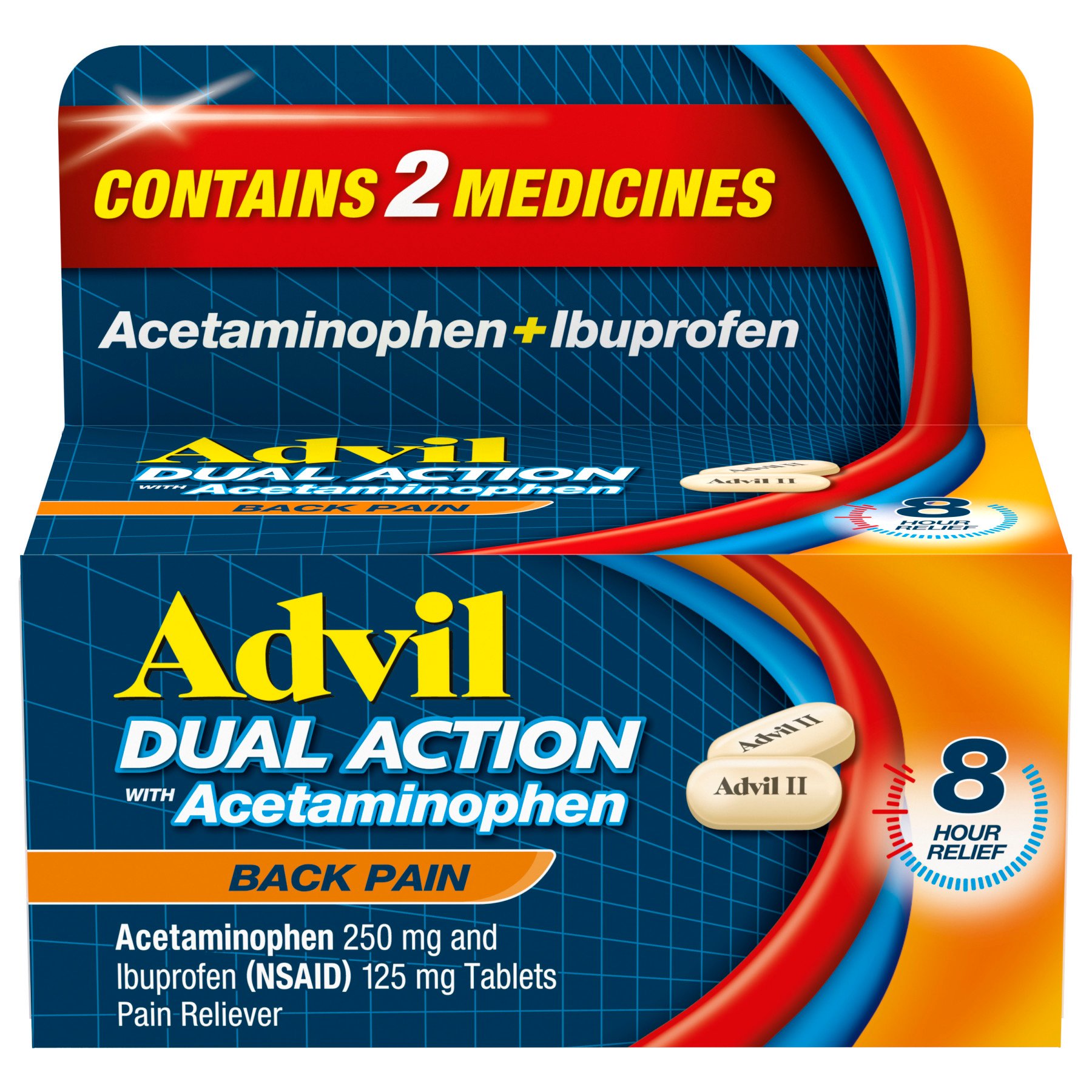 Advil Dual Action with Acetaminophen Caplets 250 mg Shop Pain