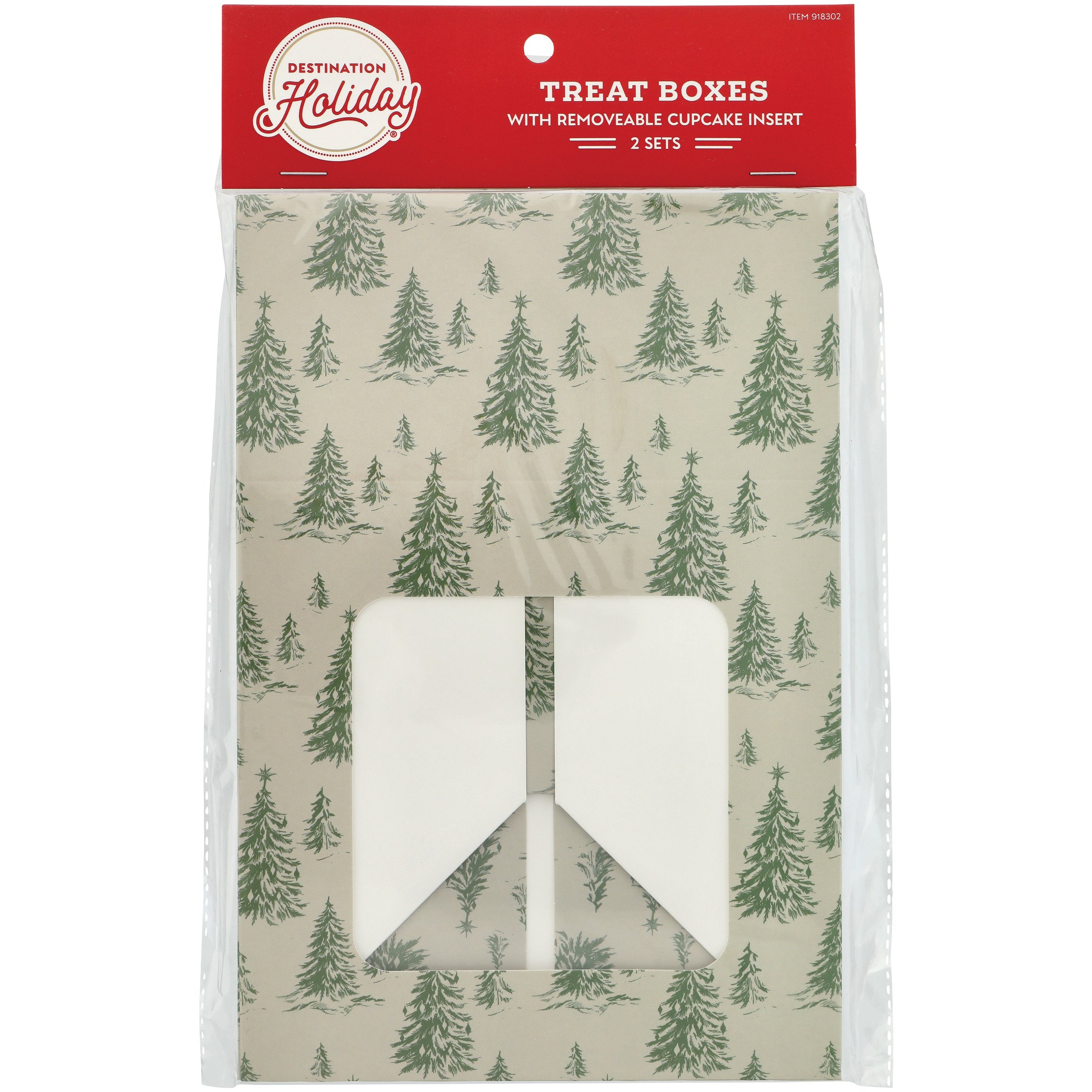 Destination Holiday Christmas Trees Treat Boxes with Cupcake Inserts