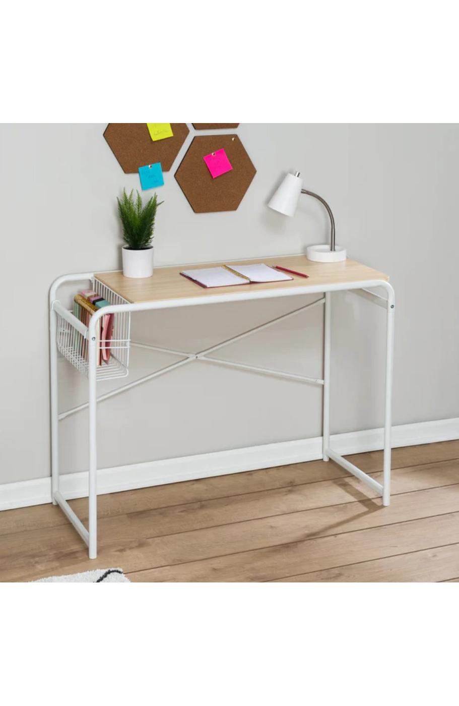 Honey Can Do Home Office Computer Desk with Side Basket - White; image 2 of 2