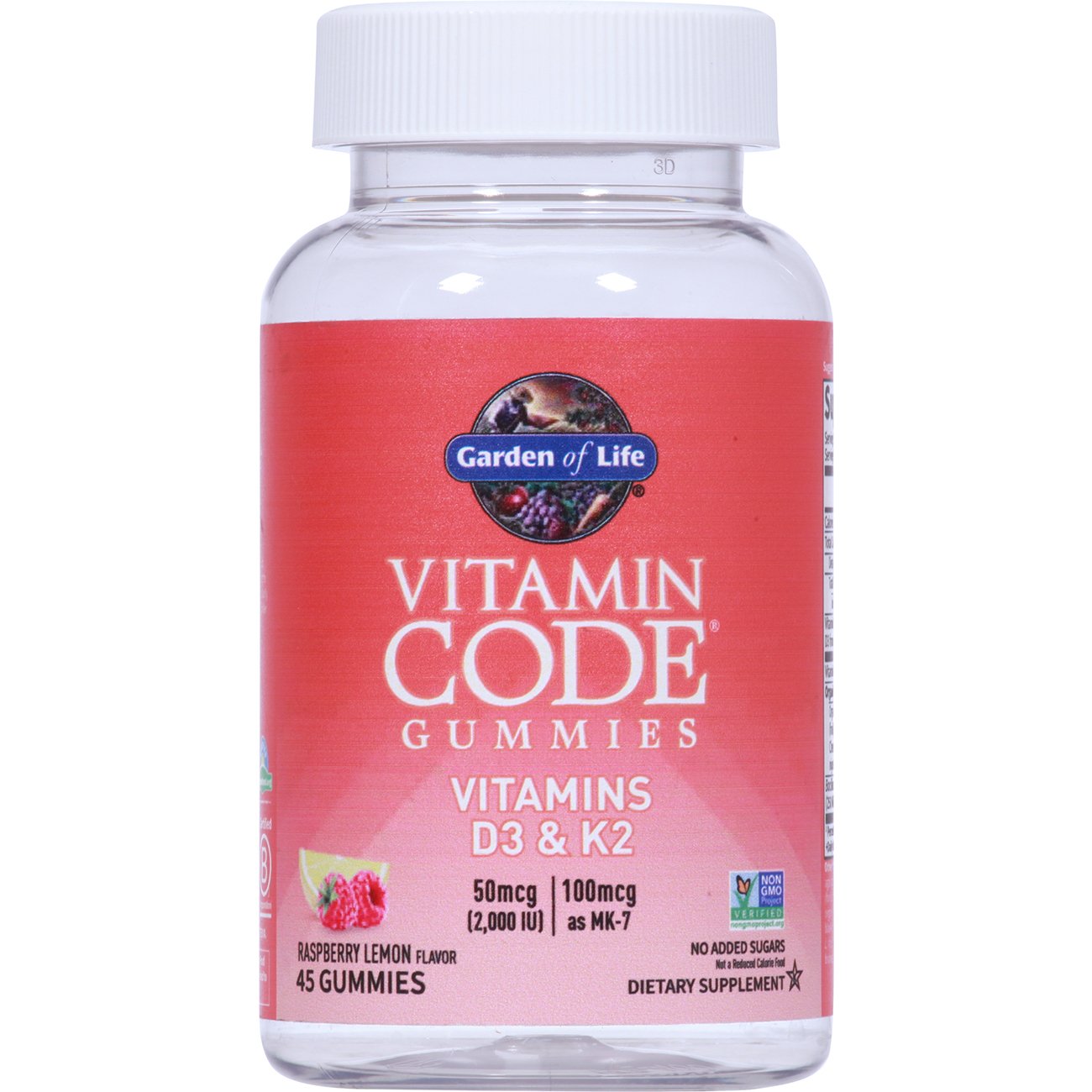 Garden of Life Vitamin Code Gummies Vitamin D3 & K2 Raspberry Lemon