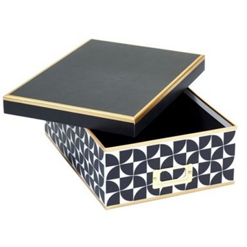 Design Design Desktop File Box with Lid - Black/Gold