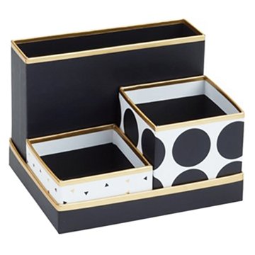 Design Design Desktop Storage Organizer - Black/Gold, 3 pc