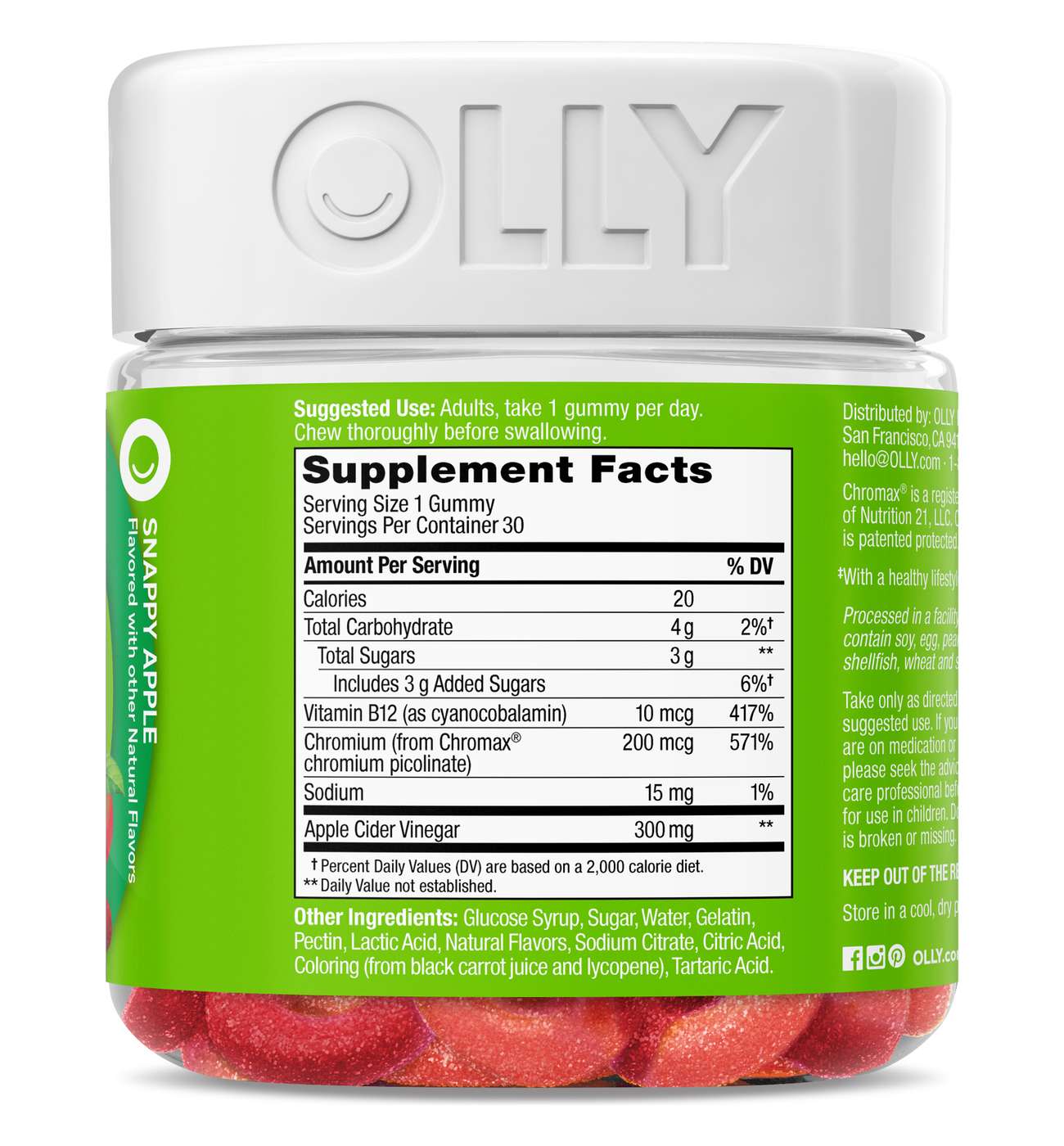 OLLY Metabolism Support with Apple Cider Vinegar, Vitamin B12 & Chromium Gummy Rings - Apple; image 2 of 4