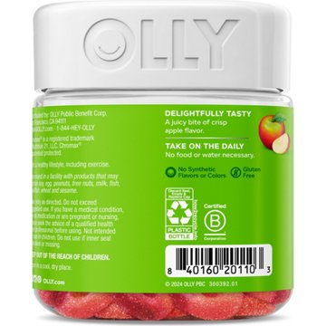 OLLY Metabolism Support with Apple Cider Vinegar, Vitamin B12 & Chromium Gummy Rings - Apple, 30 ct
