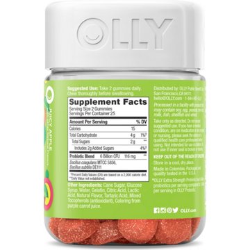OLLY Extra Strength Probiotic 6 Billion CFU Digestive Support Gummies - Apple