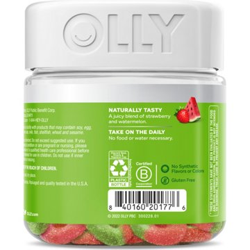 OLLY Prebiotic 5 mg Fiber Digestive Support Gummy Rings - Strawberry Watermelon
