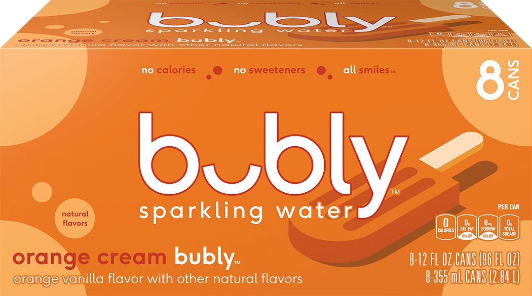 Bubly Orange Cream Sparkling Water 12 oz Cans Shop Water at HEB