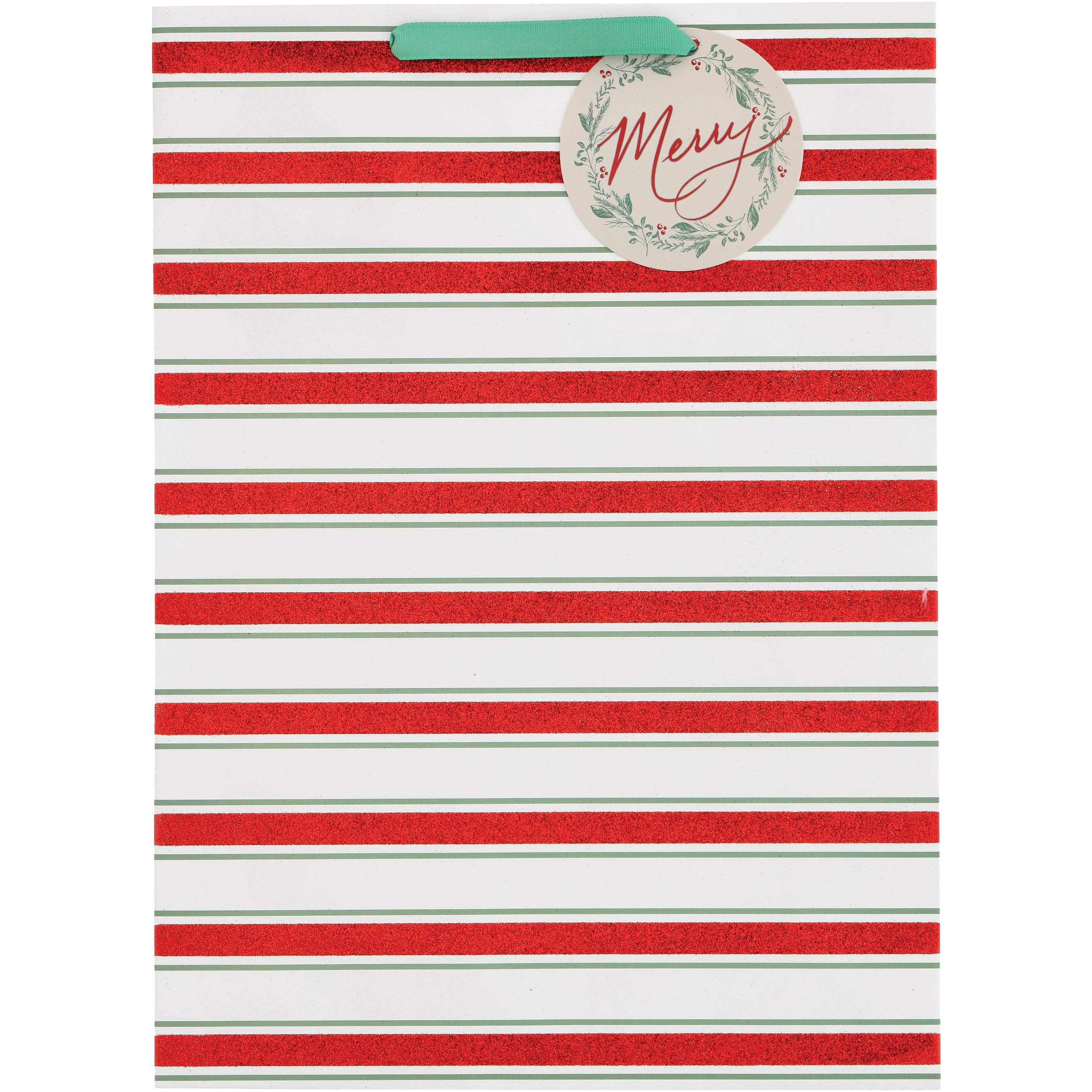 Destination Holiday Red Stripes Christmas Gift Bag Large Shop Gift