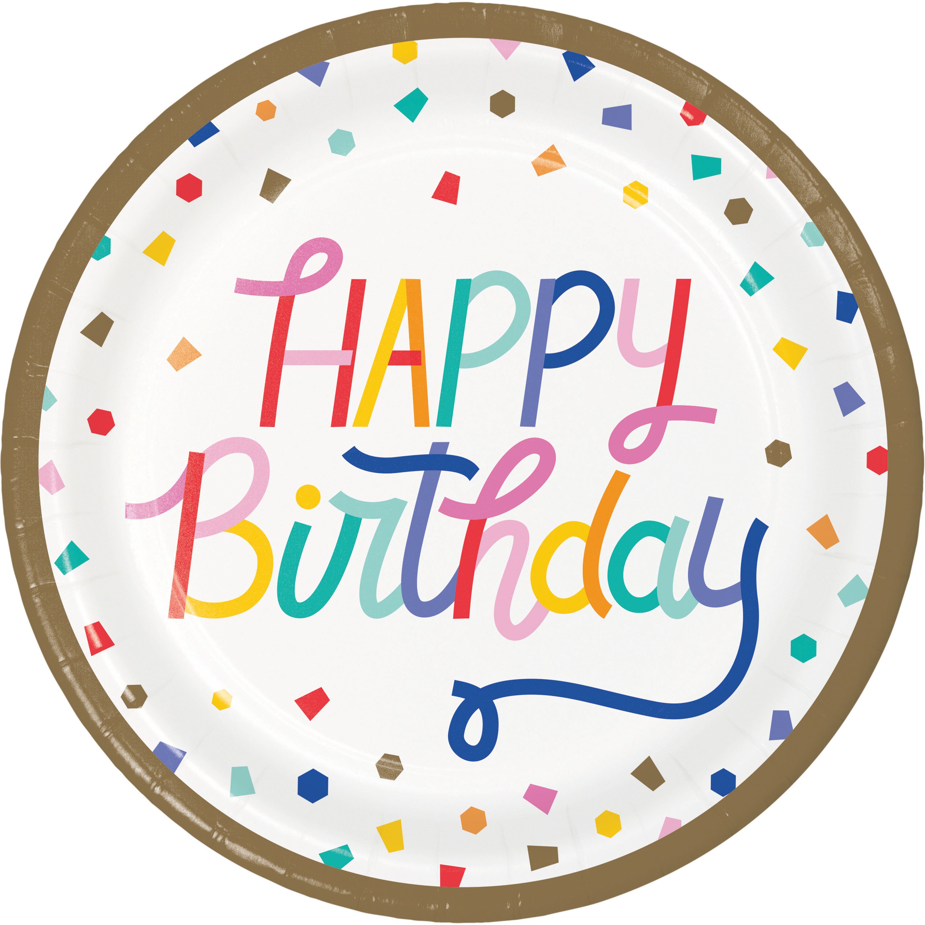 Creative Converting Happy Birthday Confetti Theme Paper Plates, 8 ct
