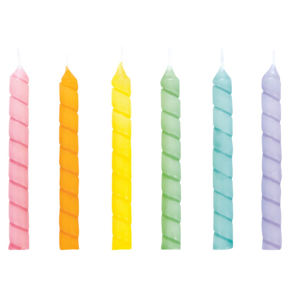Creative Converting Large Spiral Birthday Candles Pastels, 12 ct