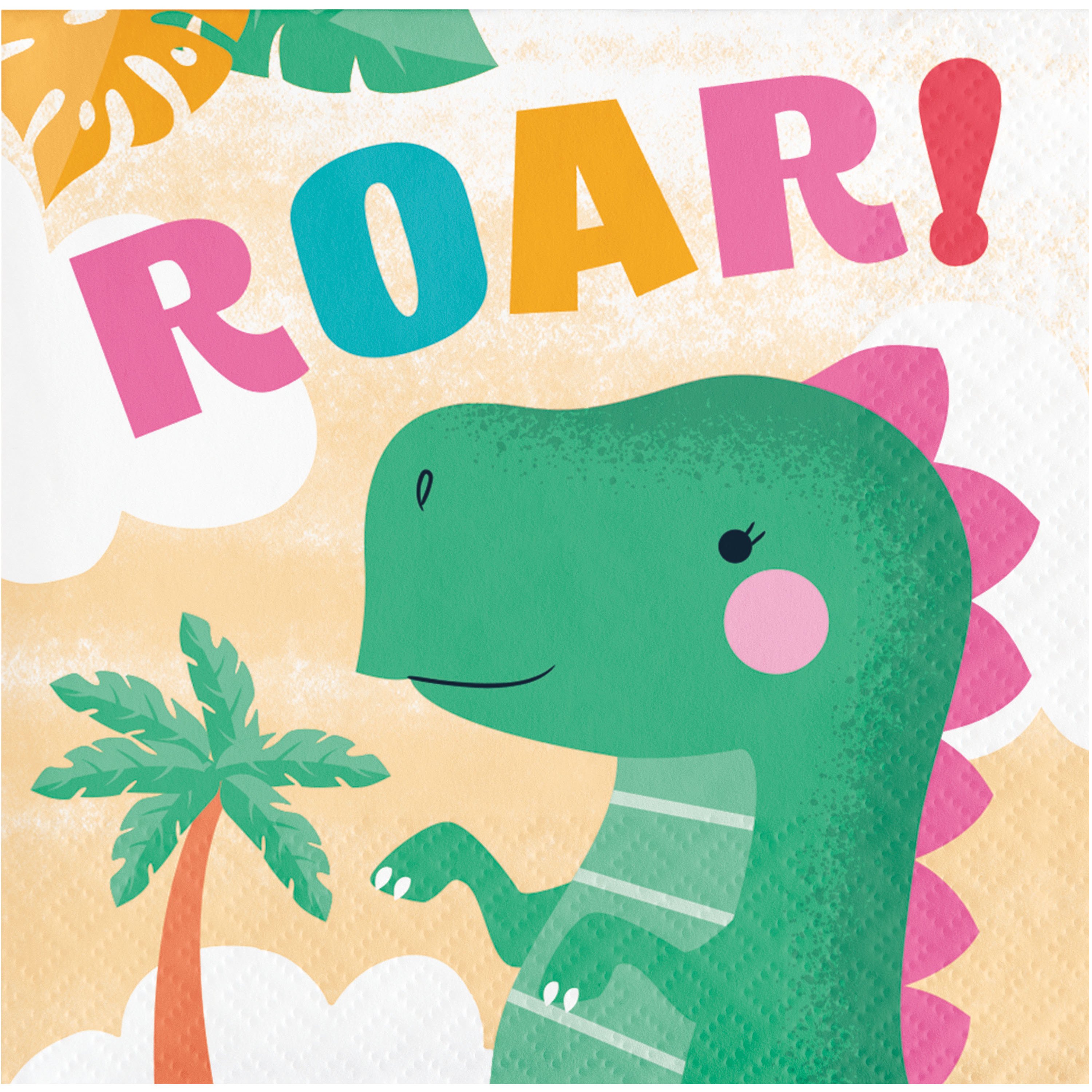 Creative Converting Beverage Napkins - Girl Dino Party - Shop Party ...