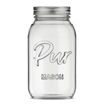 Pur Mason Regular Mouth Square Glass Jars, 12 Pk, 32 oz