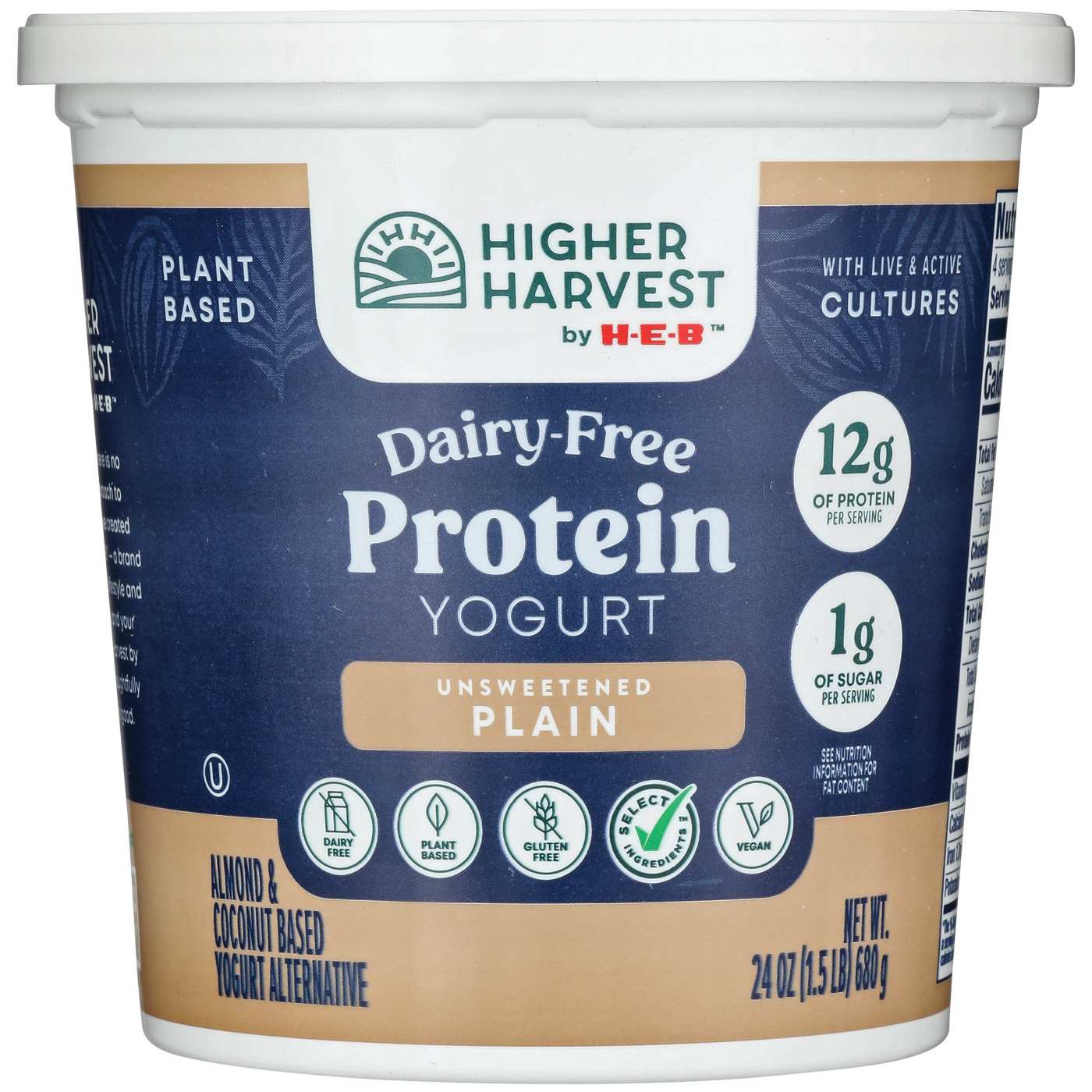 Higher Harvest by H-E-B Dairy Free Protein Yogurt – Unsweetened Plain; image 1 of 2