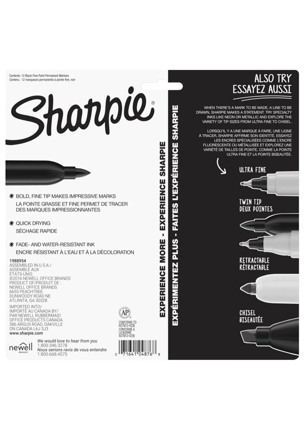 Sharpie Fine Tip Permanent Markers - Black Ink; image 2 of 2
