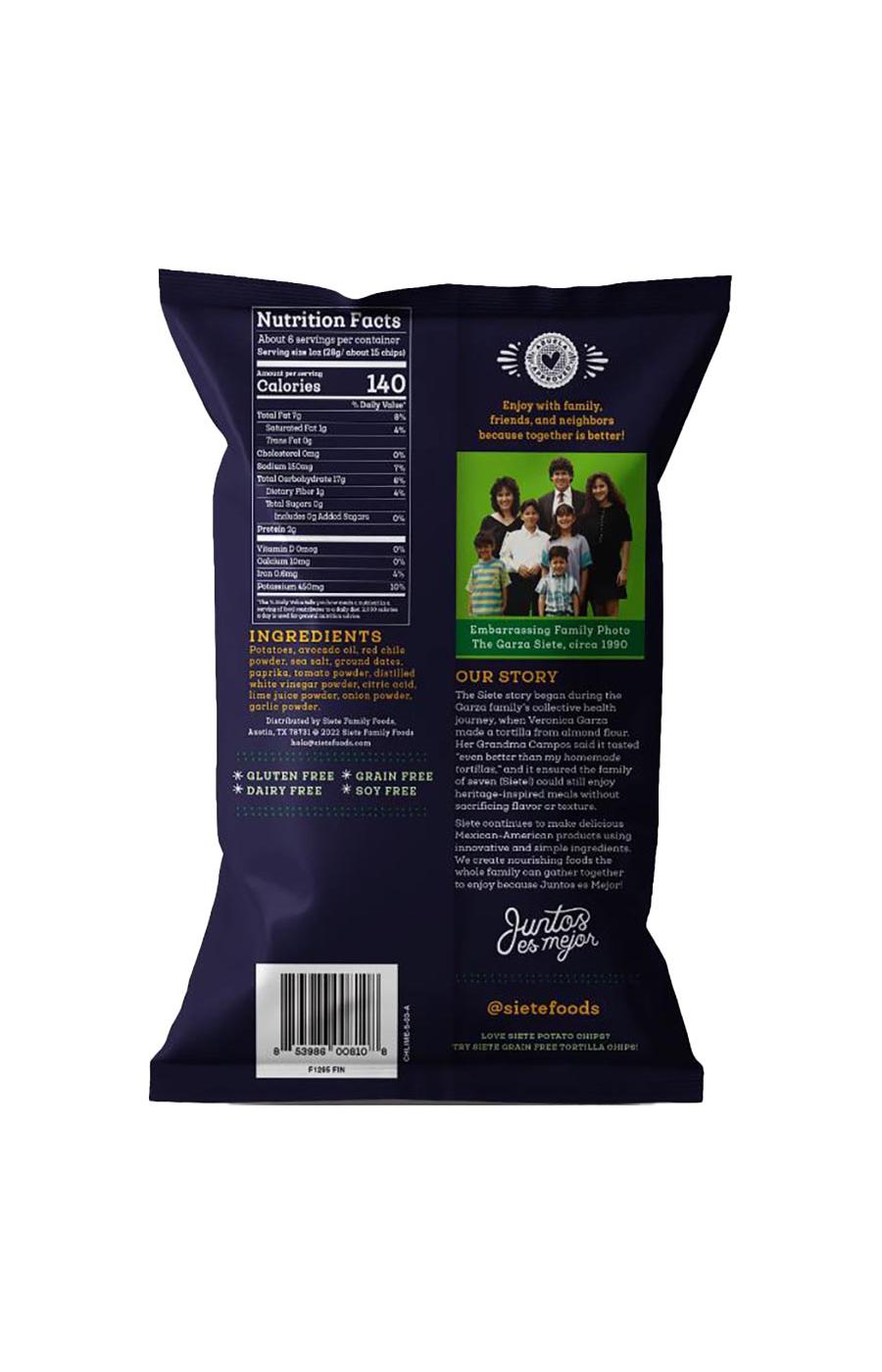 Siete Chile Lime Kettle Cooked Potato Chips; image 2 of 3