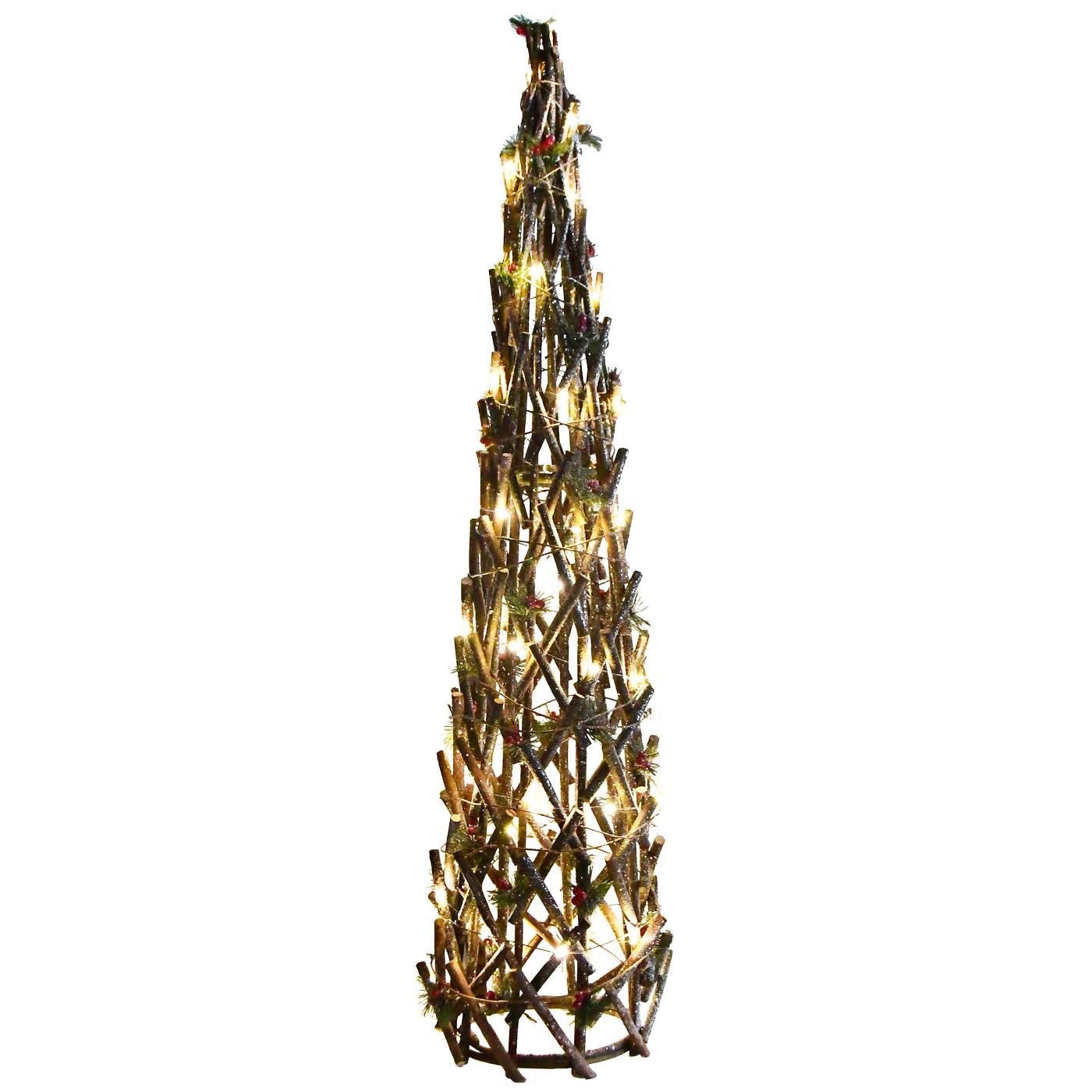 Destination Holiday Prelit Rattan Christmas Tree with Holly Shop