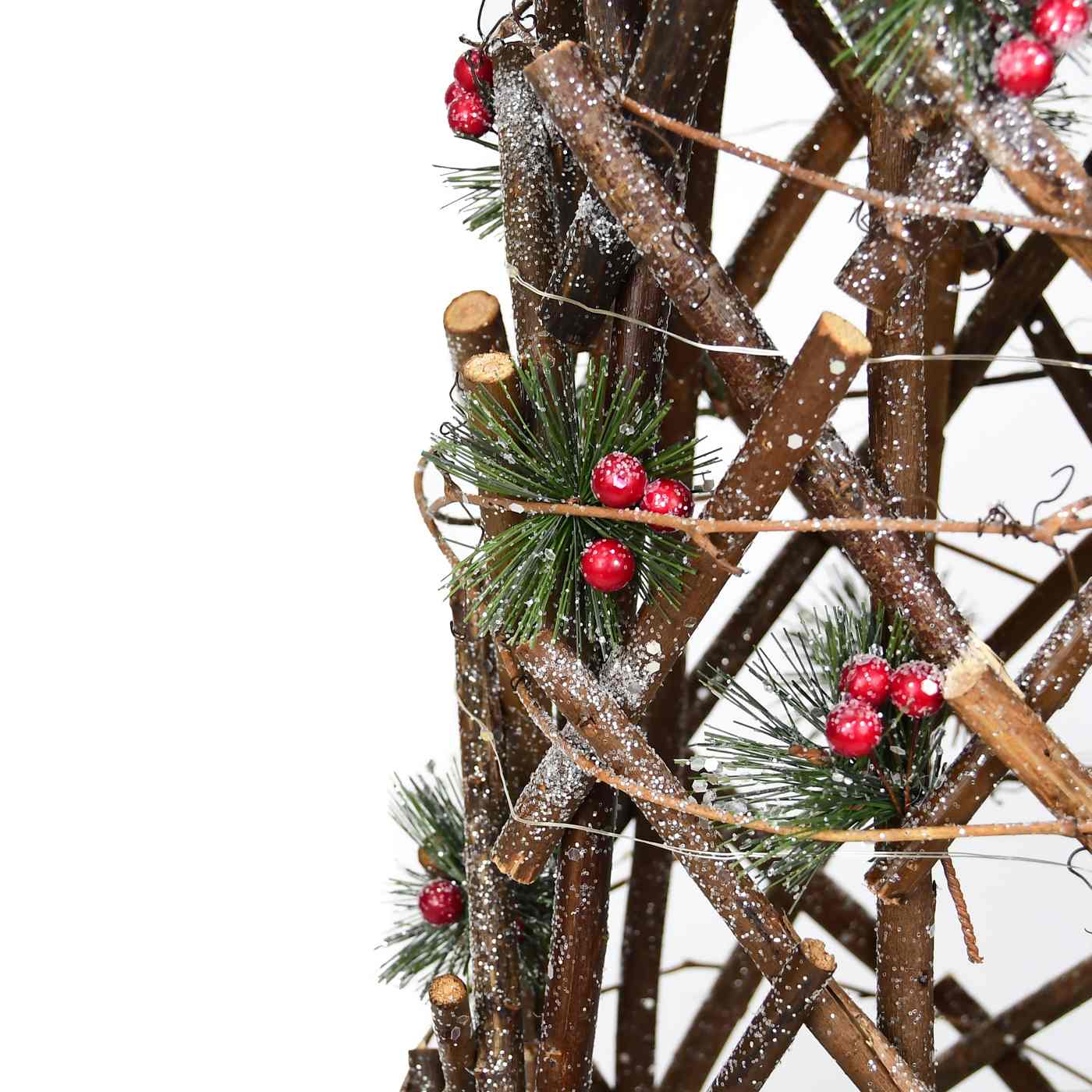 Destination Holiday Prelit Rattan Christmas Tree with Holly Shop