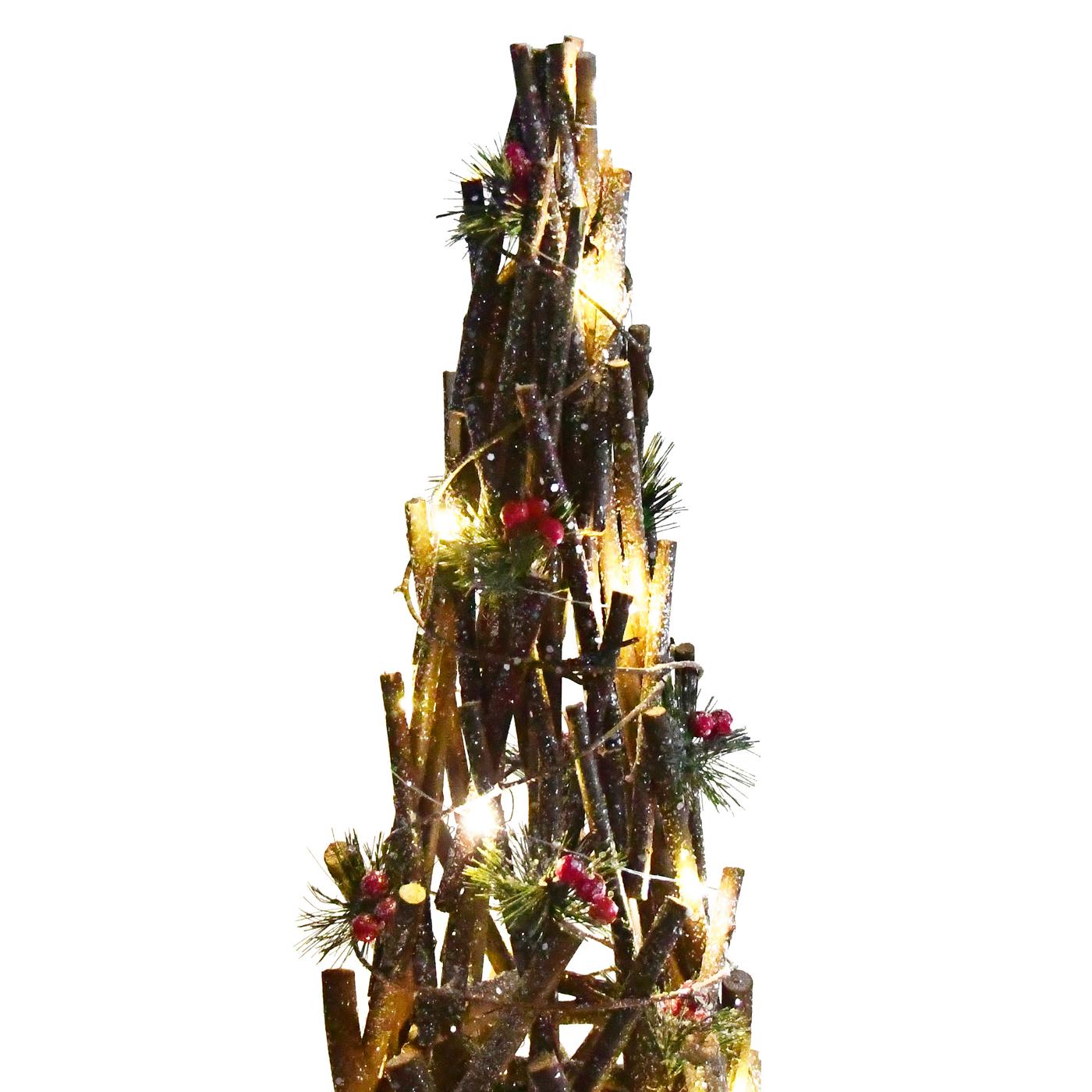 Destination Holiday Pre-lit Rattan Christmas Tree with Holly; image 3 of 5