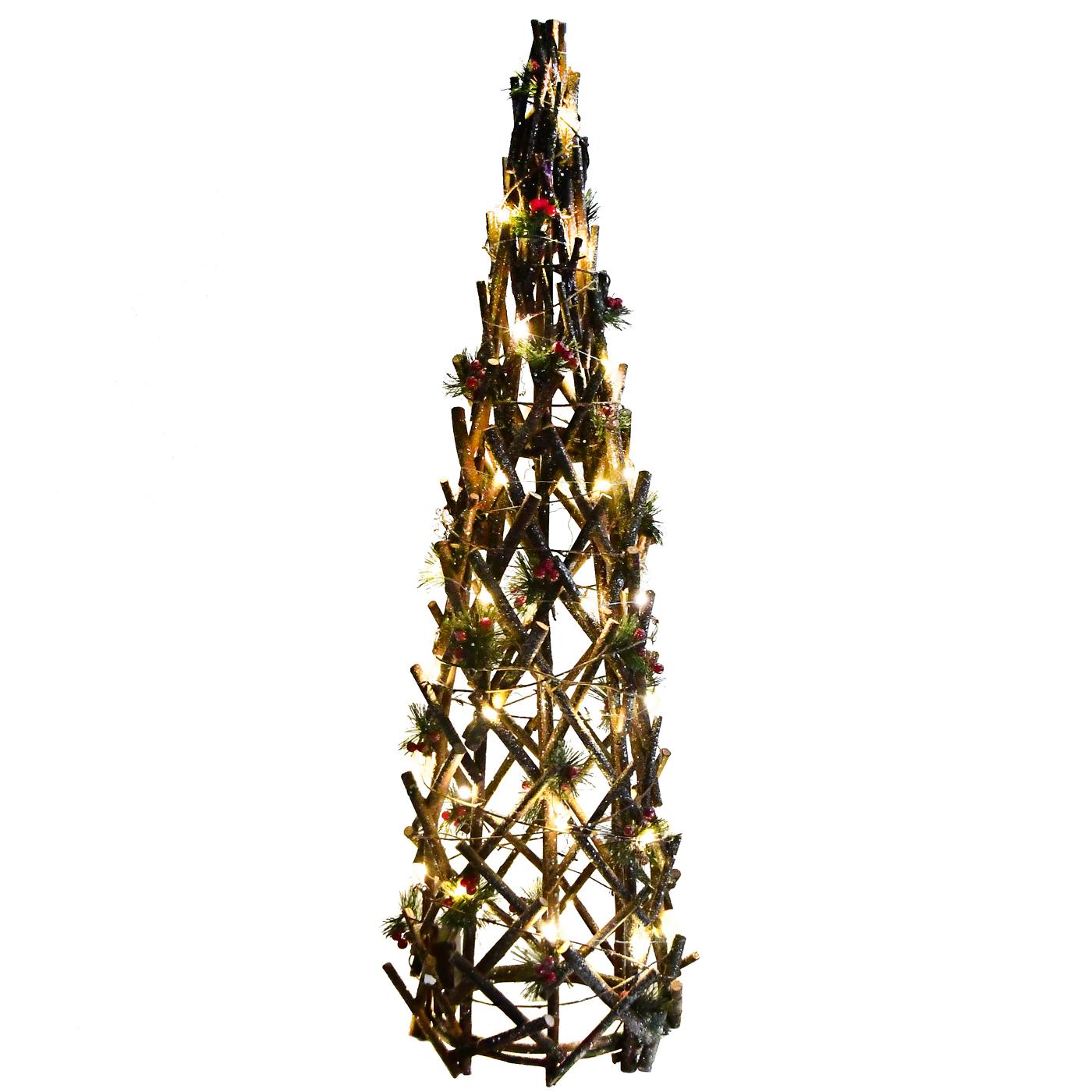 Destination Holiday Prelit Rattan Christmas Tree with Holly Shop