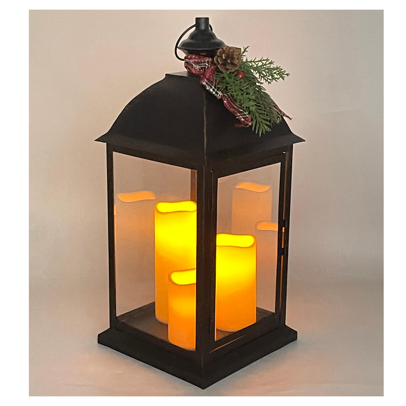 Destination Holiday Decorative 3 Candle Metal LED Lantern; image 2 of 2