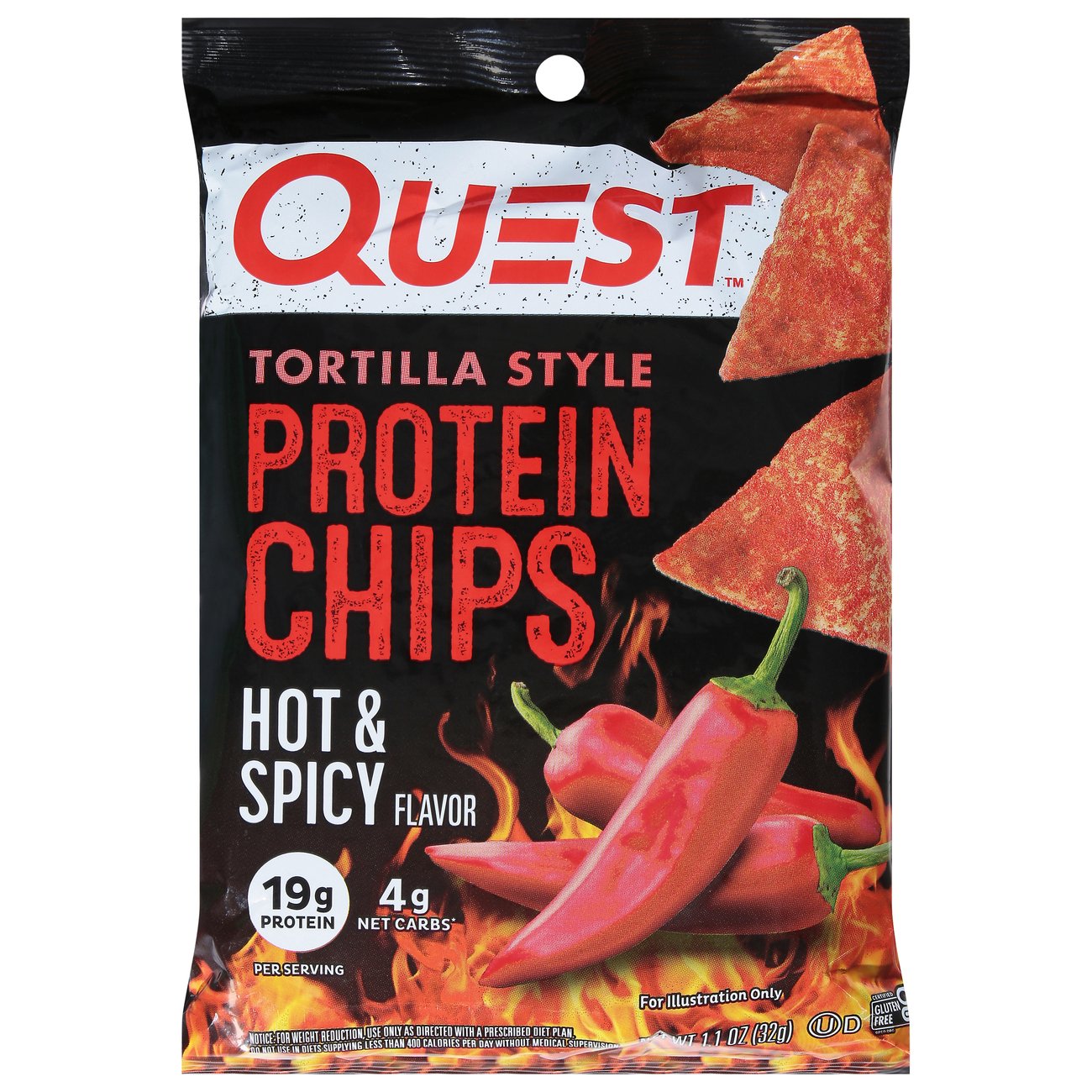 Quest Tortilla-Style 19g Protein Chips - Hot & Spicy