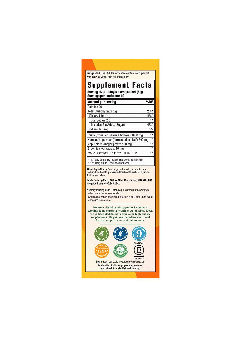 MegaFood Digestive Health Water Enhancer Packets - Pineapple Mango Kombucha; image 2 of 3