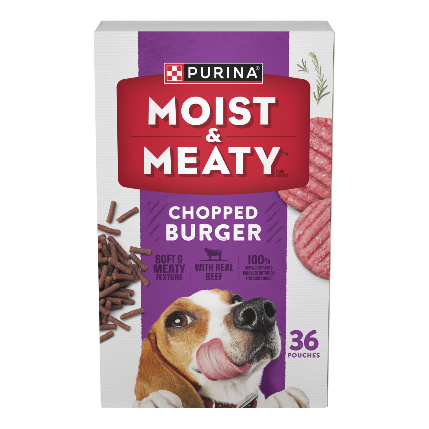 Moist & Meaty Purina Moist and Meaty Dog Food Chopped Burger Soft Dog Food Pouches; image 1 of 8