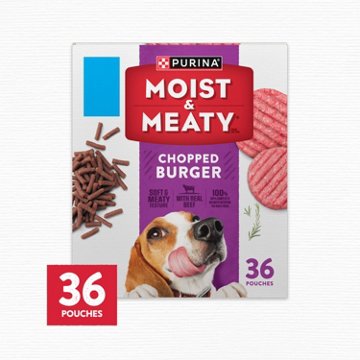 Moist & Meaty Purina Dog Food Soft Dog Food Pouches - Chopped Burger