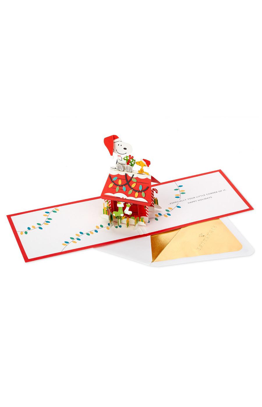 Hallmark Peanuts Snoopy's Dog House Signature Paper Wonder Pop Up Christmas Card - S5; image 1 of 7