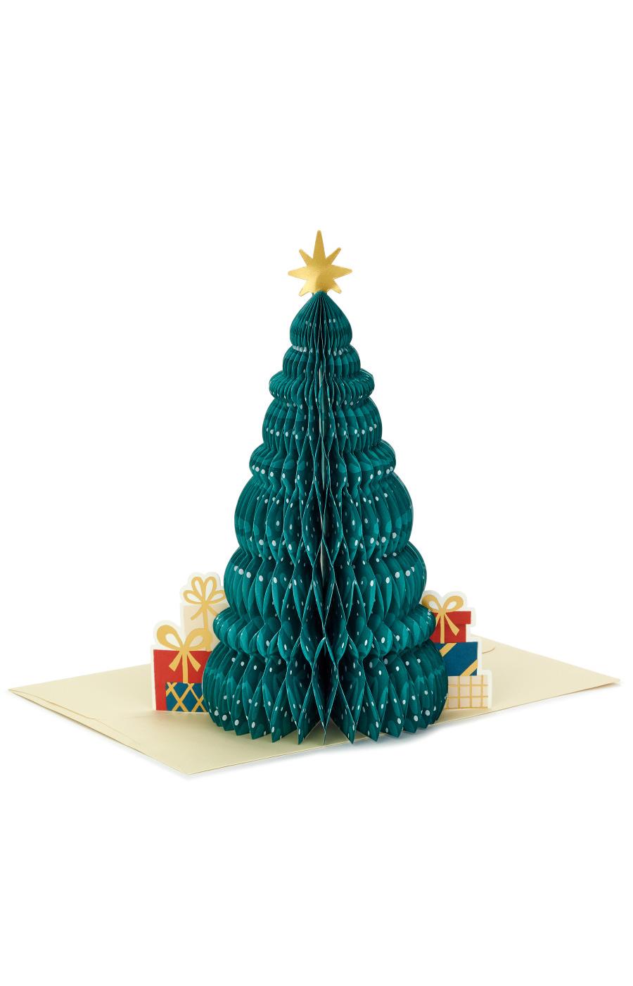 Hallmark Christmas Tree Paper Wonder Displayable Pop Up Honeycomb Christmas Card - S12, S29; image 1 of 8