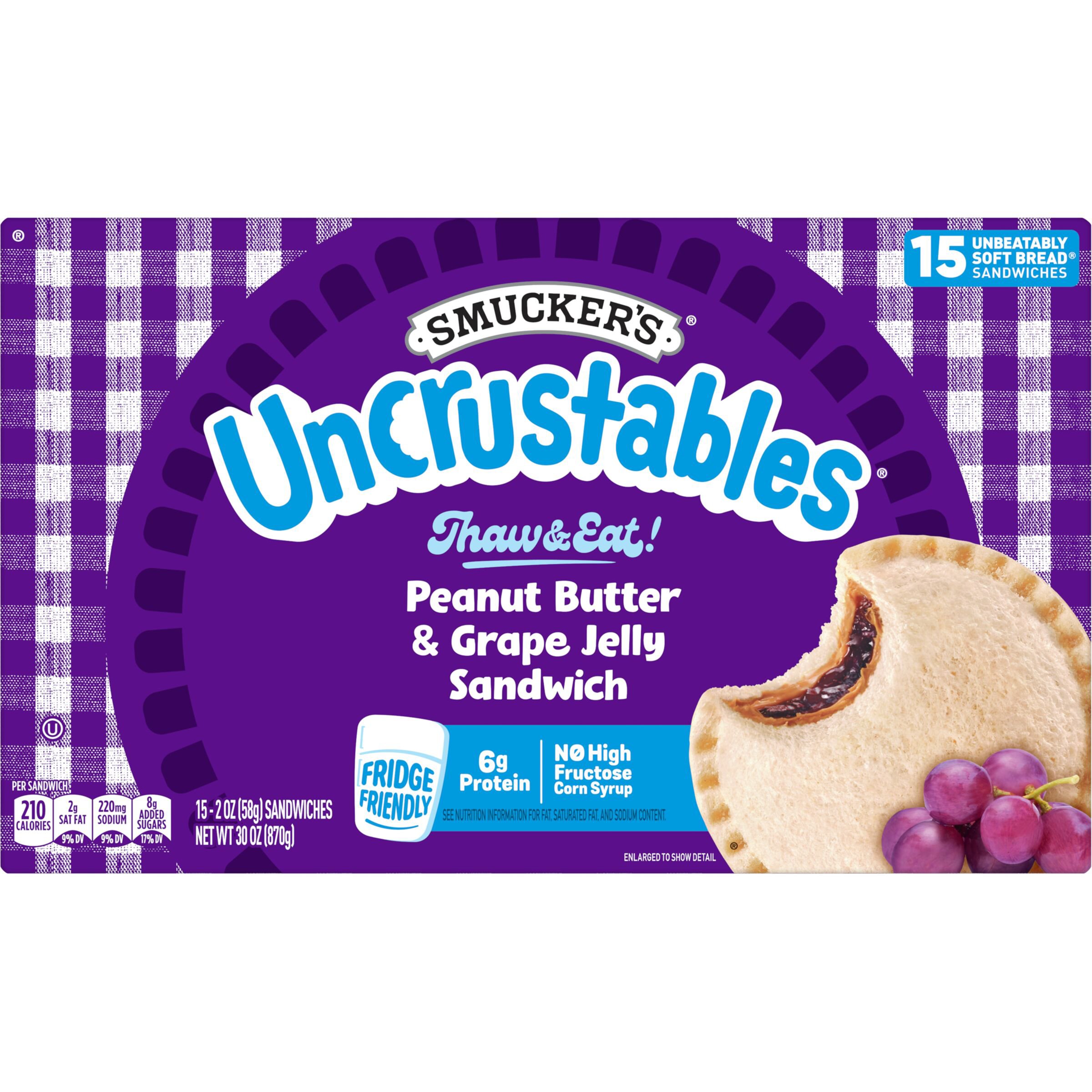 Smucker's Uncrustables Peanut Butter & Grape Jelly Sandwiches, 15 ct