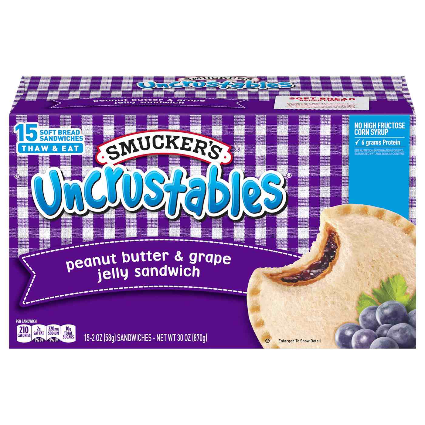 Smucker's Uncrustables Frozen Sandwiches - Peanut Butter & Grape Jelly; image 1 of 2