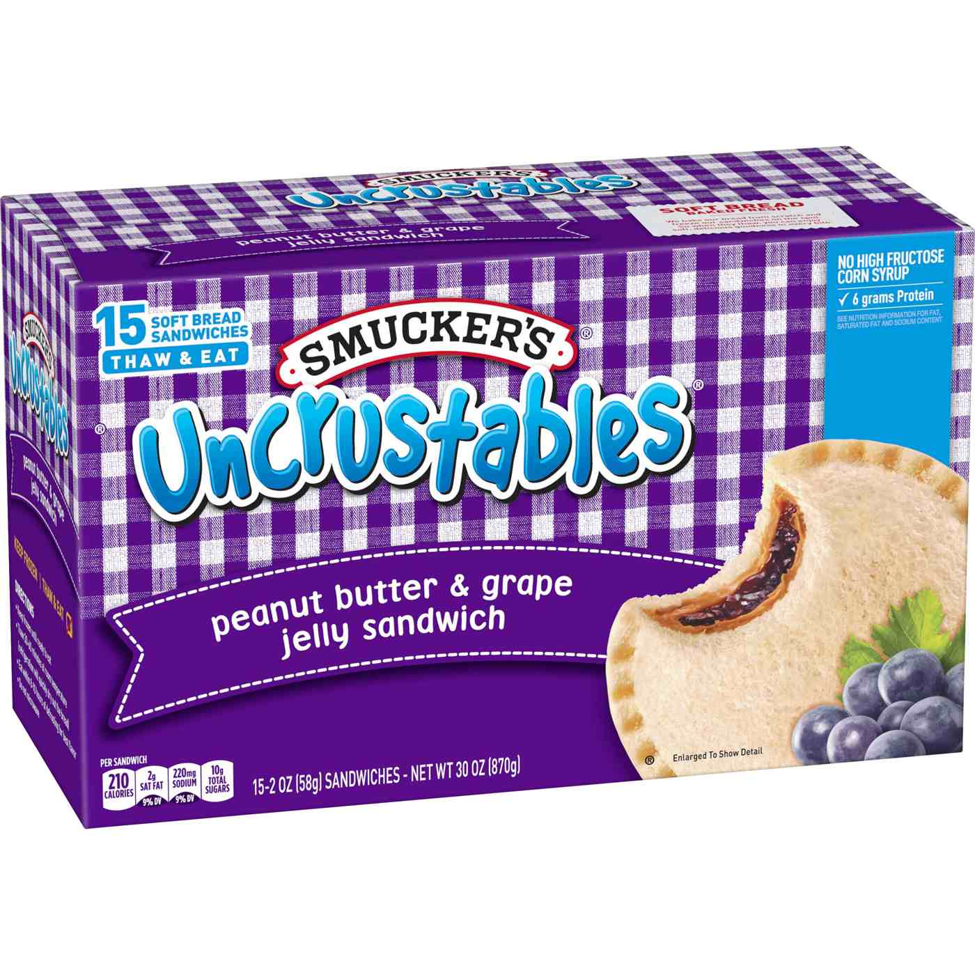 Smucker's Uncrustables Frozen Sandwiches - Peanut Butter & Grape Jelly; image 2 of 2