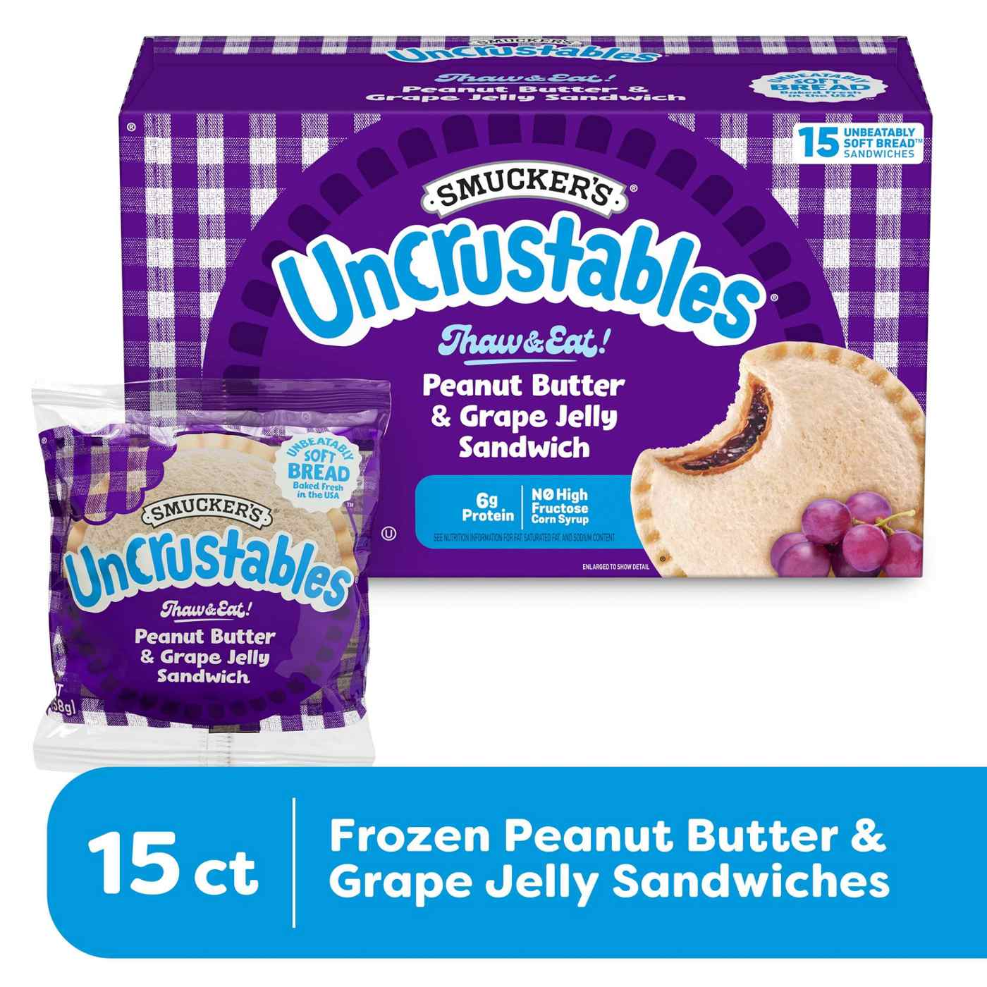 Smucker's Uncrustables Frozen Sandwiches - Peanut Butter & Grape Jelly; image 6 of 8