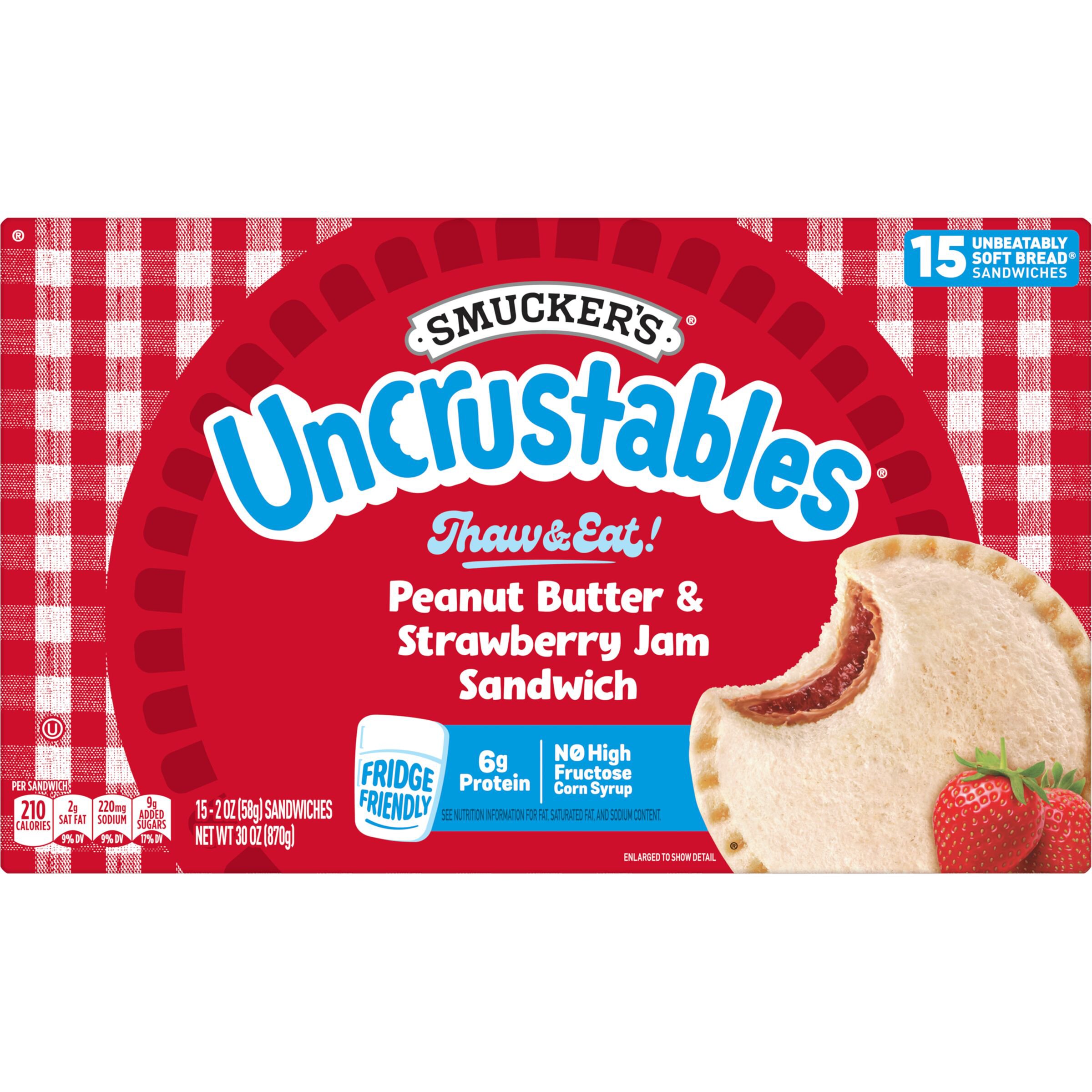 Smucker's Uncrustables Peanut Butter & Strawberry Jam Sandwiches, 15 ct