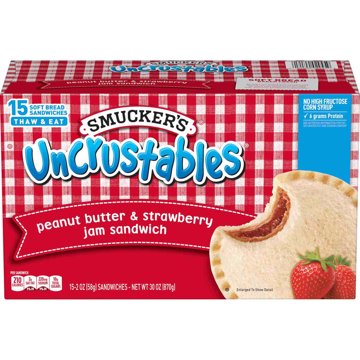 Smucker's Uncrustables Frozen Sandwiches - Peanut Butter & Strawberry Jam; image 1 of 2