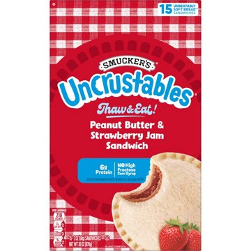 Smucker's Uncrustables Frozen Sandwiches - Peanut Butter & Strawberry Jam, 15 ct