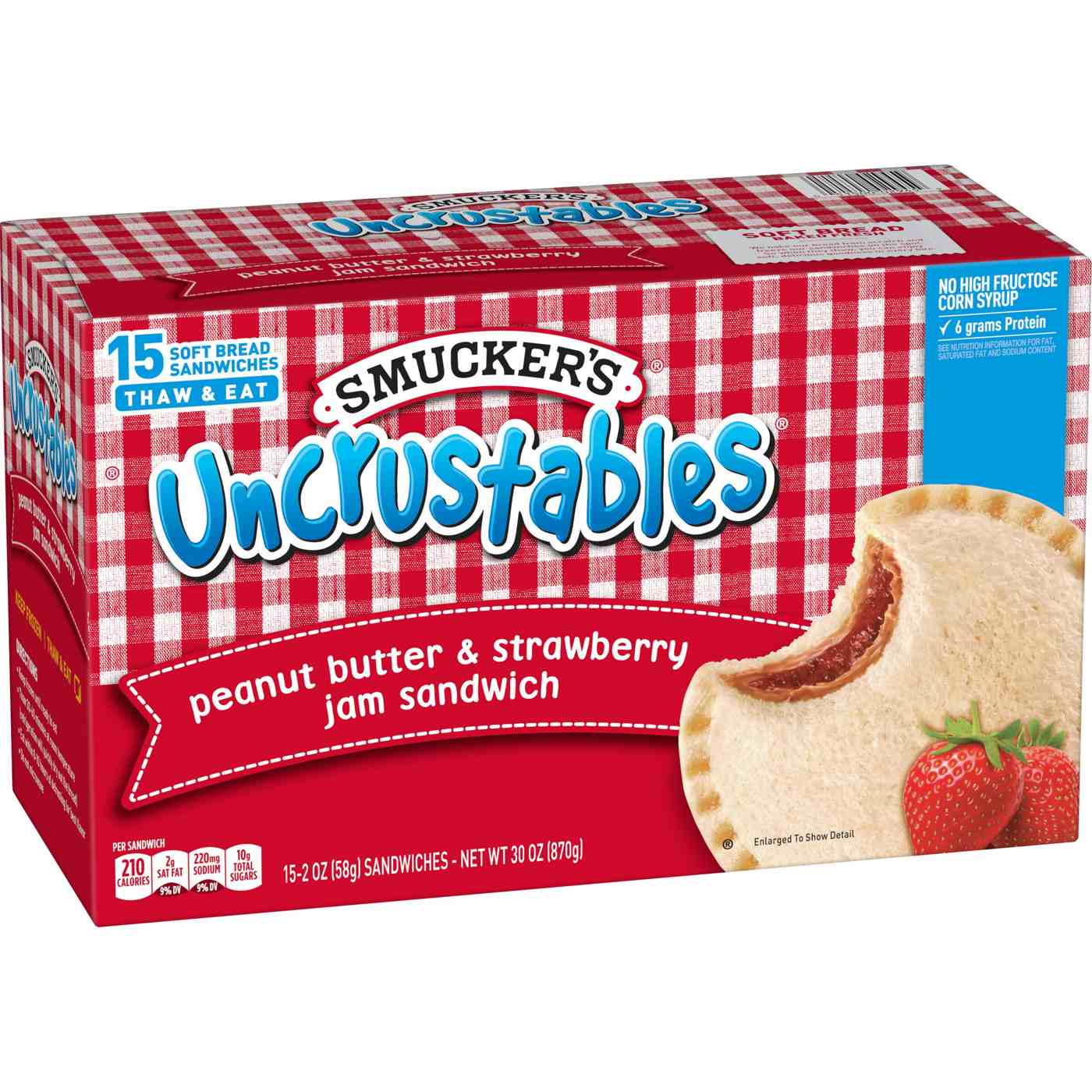 Smucker's Uncrustables Frozen Sandwiches - Peanut Butter & Strawberry Jam; image 2 of 2