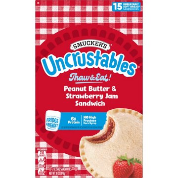 Smucker's Uncrustables Peanut Butter & Strawberry Jam Sandwiches, 15 ct