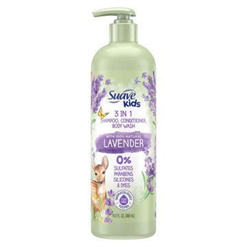 Suave Kids 3-in-1 Shampoo + Conditioner + Body Wash with Natural Lavender, 16.5 oz