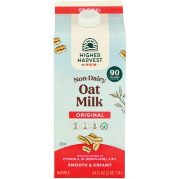 Higher Harvest by H-E-B Non-Dairy Original Oat Milk, 1/2 gal