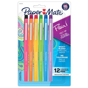 Paper Mate Flair Felt Tip Fashion Pens - Assorted Colors, 12 pk