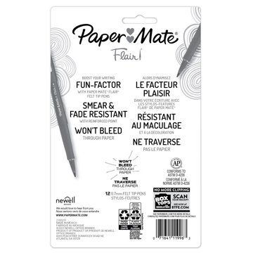 Paper Mate Flair Felt Tip Fashion Pens - Assorted Colors, 12 pk