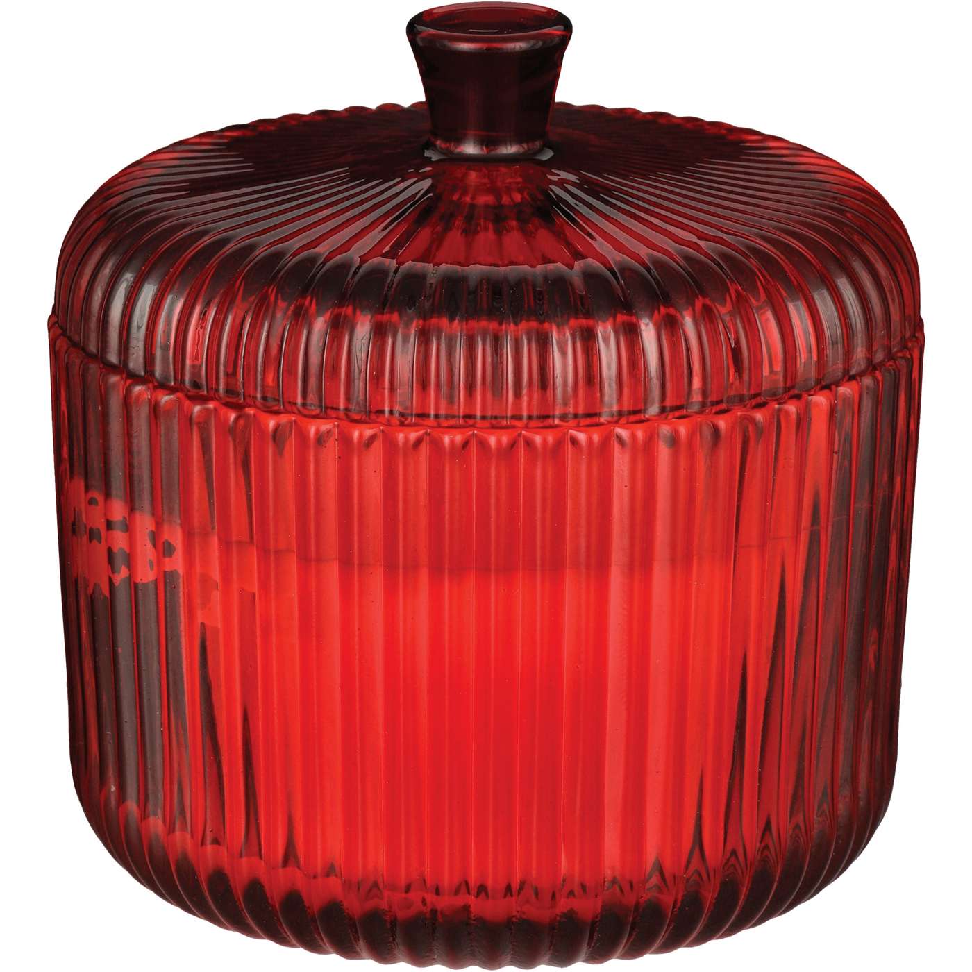 Destination Holiday Red Glass Candle With Lid; image 1 of 2