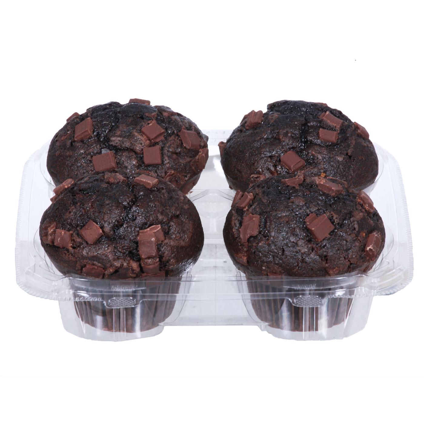 H-E-B Bakery Double Chocolate Chip Muffins; image 1 of 2