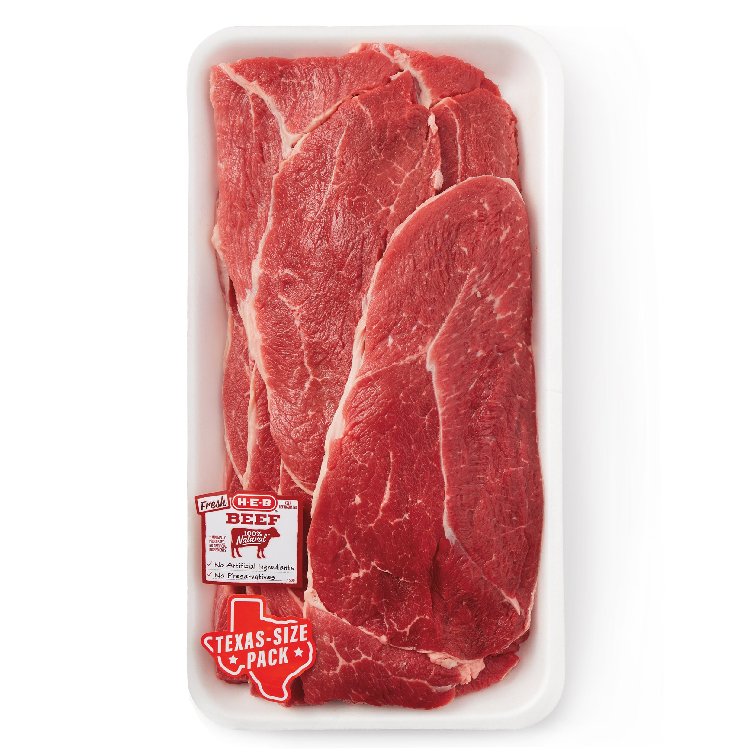 HEB Boneless Beef Shoulder Steaks, Thin Sliced USDA Select TexasSize Pack Shop Beef at
