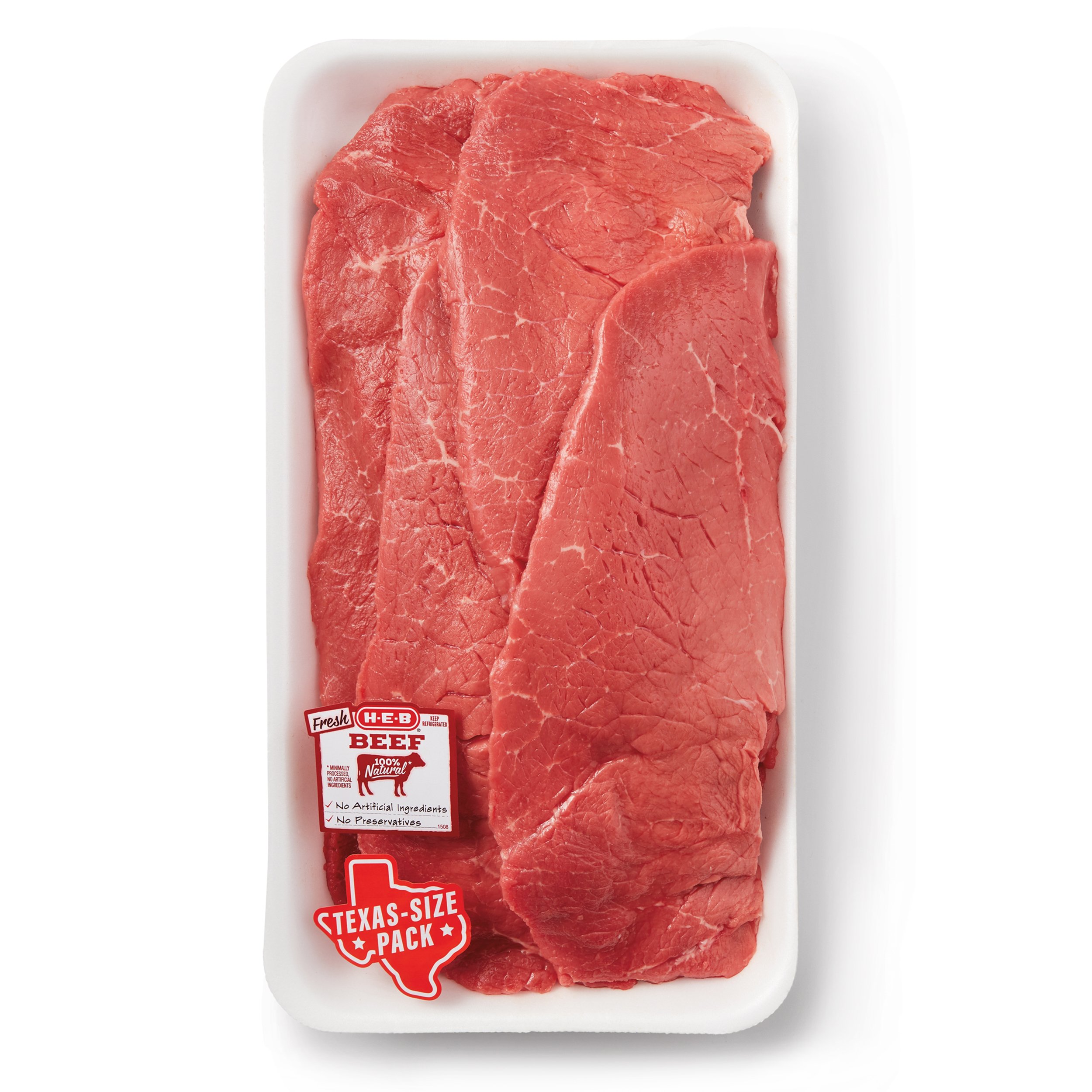 HEB Boneless Beef Top Round Steaks, Thin Sliced, USDA Select Texas