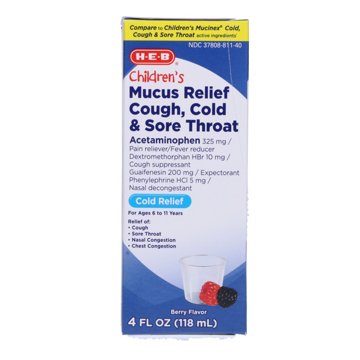 H-E-B Children's Mucus Relief Cough Cold & Sore Throat, 4 oz