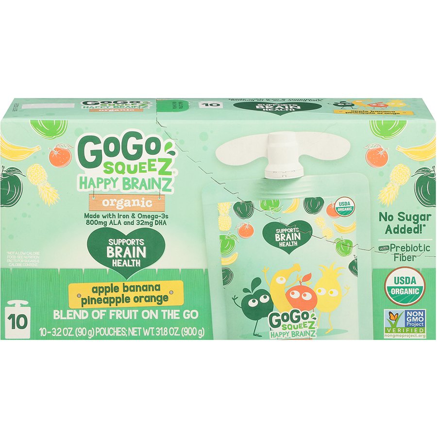 GoGo squeeZ Happy Brainz Apple Banana Pineapple Orange Fruit on